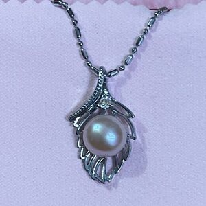Elegant Sterling Silver Purple South Sea Pearl Pendant Necklace